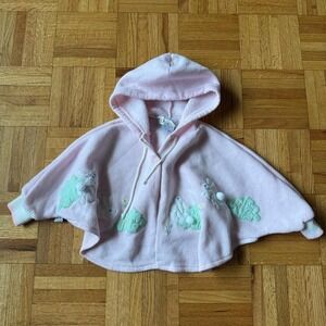vintage 80's easter bunny girls hooded cape/sweatshirt